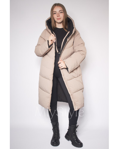 Довга двостороння жіноча зимова куртка (3280)