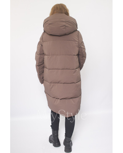 Довга двостороння жіноча зимова куртка (3280)