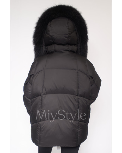 Жіночий пуховик з хутром єнота (208)